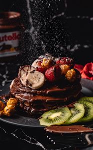 Preview wallpaper pancakes, dessert, chocolate, fruit