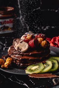 Preview wallpaper pancakes, dessert, chocolate, fruit