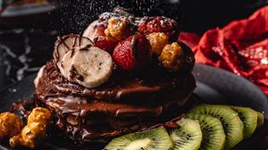 Preview wallpaper pancakes, dessert, chocolate, fruit