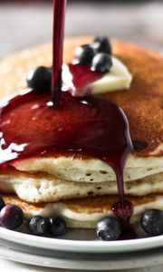 Preview wallpaper pancakes, fritters, jam, stream, sauce