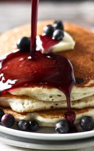 Preview wallpaper pancakes, fritters, jam, stream, sauce