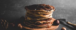 Preview wallpaper pancakes, honey, acorns, dessert