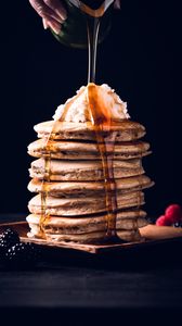Preview wallpaper pancakes, honey, dessert, pastries, berries, sweet