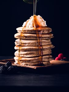 Preview wallpaper pancakes, honey, dessert, pastries, berries, sweet