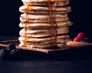 Preview wallpaper pancakes, honey, dessert, pastries, berries, sweet