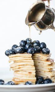 Preview wallpaper pancakes, pastries, blueberries, berries, honey