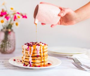 Preview wallpaper pancakes, pastries, watering, breakfast