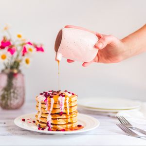 Preview wallpaper pancakes, pastries, watering, breakfast
