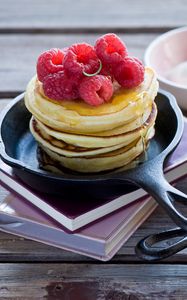 Preview wallpaper pancakes, raspberry, honey