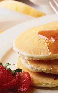 Preview wallpaper pancakes, strawberries, honey