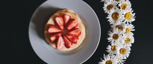 Preview wallpaper pancakes, strawberry, camomile, breakfast