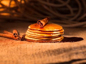 Preview wallpaper pancakes, syrup, cinnamon, food