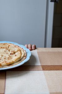 Preview wallpaper pancakes, table, fingers
