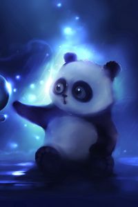 Preview wallpaper panda, art, apofiss, night