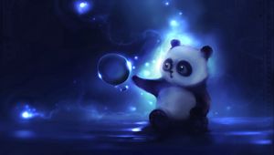 Preview wallpaper panda, art, apofiss, night