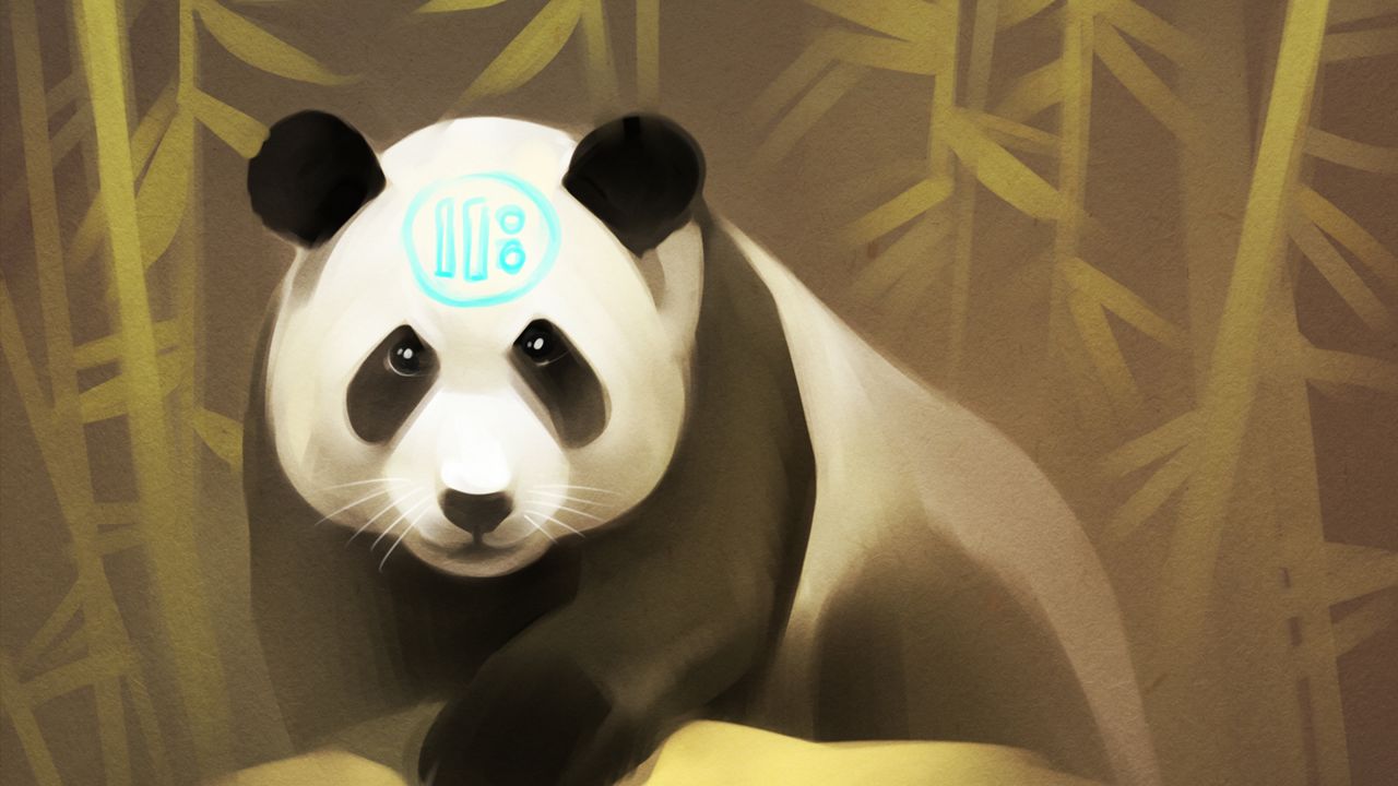 Wallpaper panda, art, bamboo