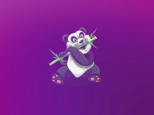 Preview wallpaper panda, art, bamboo, cute