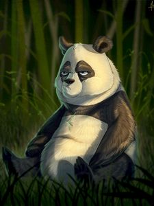 Preview wallpaper panda, bear, art, emotions, discontent