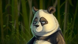 Preview wallpaper panda, bear, art, emotions, discontent