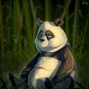 Preview wallpaper panda, bear, art, emotions, discontent