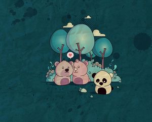 Preview wallpaper panda, bear, wood, paper