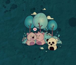 Preview wallpaper panda, bear, wood, paper