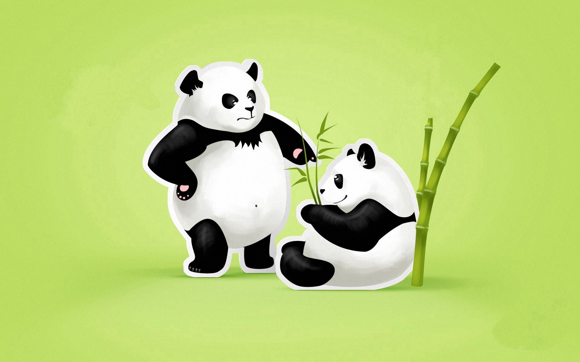 Download wallpaper 1920x1200 panda, couple, threat, quarrel, green, black,  white hd background