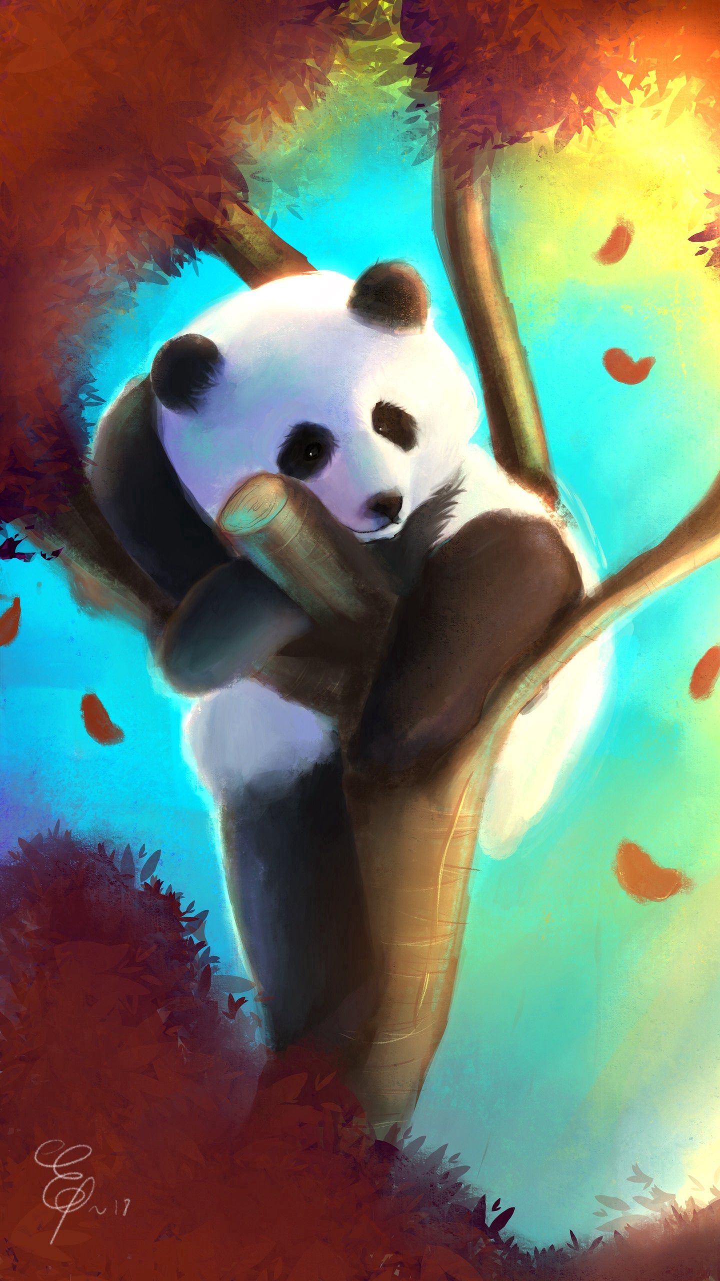 Buy Cute Happy Baby Pandas Wallpaper / Panda Wallpaper / Blue Online in  India - Etsy