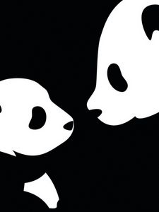 Preview wallpaper panda, drawing, black, white