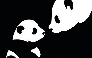 Preview wallpaper panda, drawing, black, white