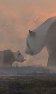 Preview wallpaper panda, family, cub, art