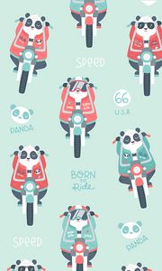 Preview wallpaper panda, motorcycle, pattern