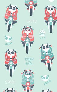 Preview wallpaper panda, motorcycle, pattern