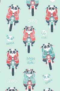 Preview wallpaper panda, motorcycle, pattern