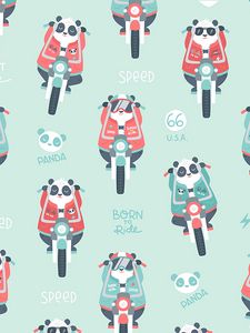 Preview wallpaper panda, motorcycle, pattern