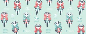 Preview wallpaper panda, motorcycle, pattern