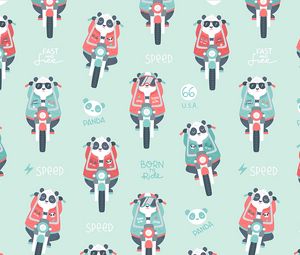 Preview wallpaper panda, motorcycle, pattern