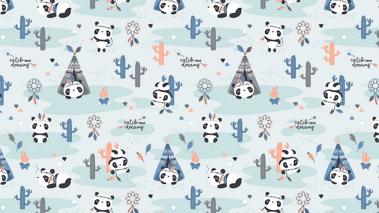 Wallpaper pandas, pattern, cute, funny