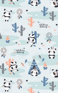 Preview wallpaper pandas, pattern, cute, funny