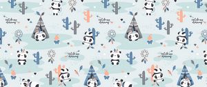 Preview wallpaper pandas, pattern, cute, funny