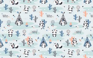 Preview wallpaper pandas, pattern, cute, funny