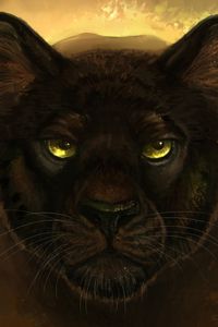 Preview wallpaper panther, black, predator, glance, art