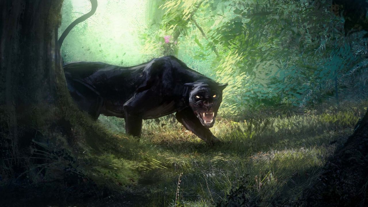 Wallpaper panther, grin, big cat, predator, art