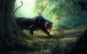 Preview wallpaper panther, grin, big cat, predator, art