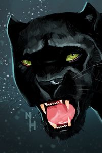 Preview wallpaper panther, grin, predator, art