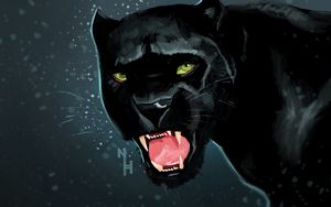 Preview wallpaper panther, grin, predator, art