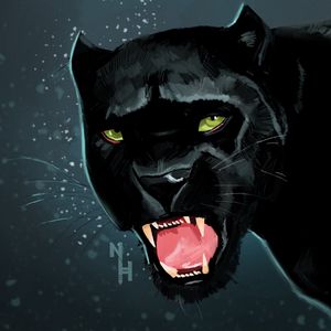 Preview wallpaper panther, grin, predator, art