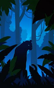 Preview wallpaper panther, silhouette, vector, jungle, art