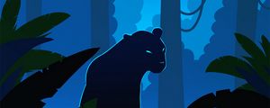 Preview wallpaper panther, silhouette, vector, jungle, art