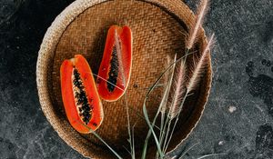 Preview wallpaper papaya, fruit, ears, basket